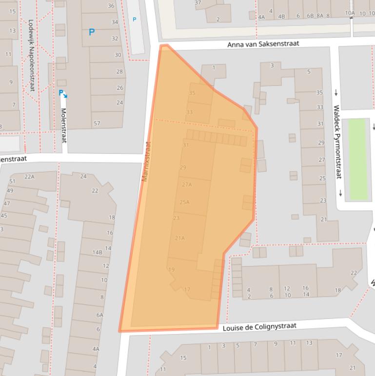 Kaart van postcodegebied 2316EK.