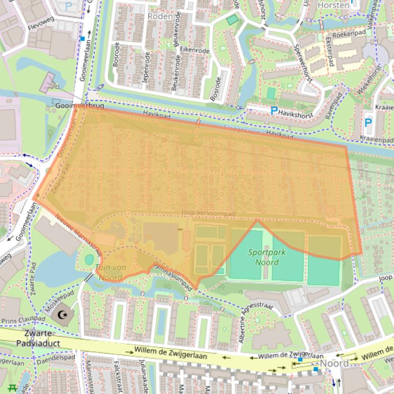 Kaart van postcodegebied 2316EP.