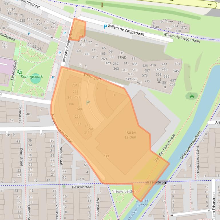 Kaart van postcodegebied 2316ER.