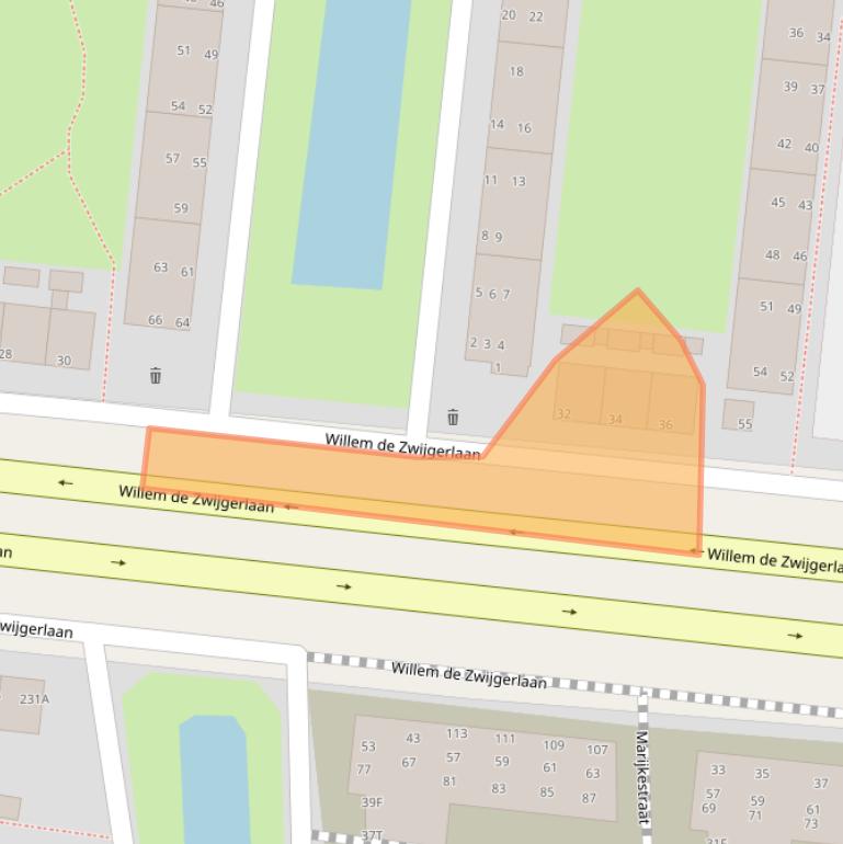 Kaart van postcodegebied 2316GG.