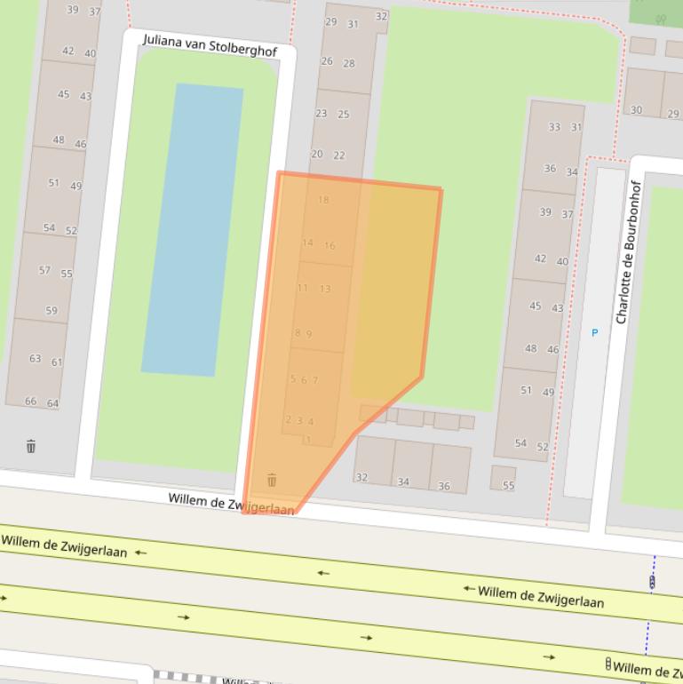 Kaart van postcodegebied 2316GR.