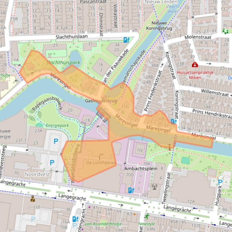 Kaart van postcodegebied 2316HB.