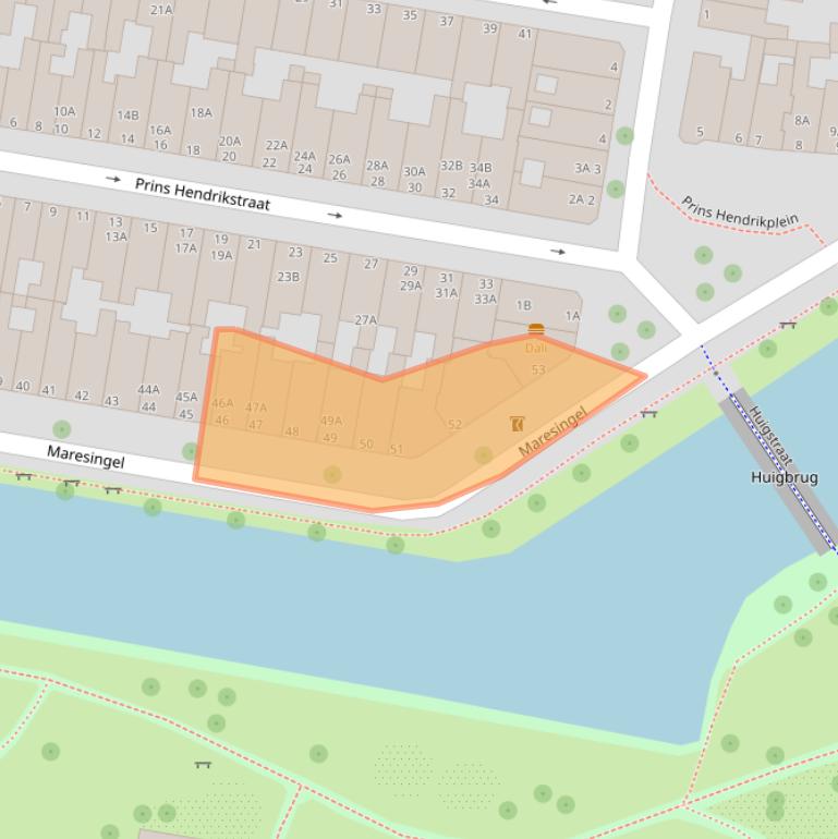 Kaart van postcodegebied 2316HD.