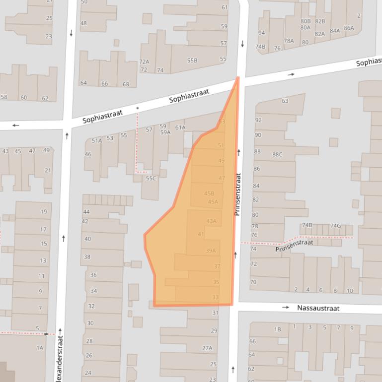 Kaart van postcodegebied 2316HJ.