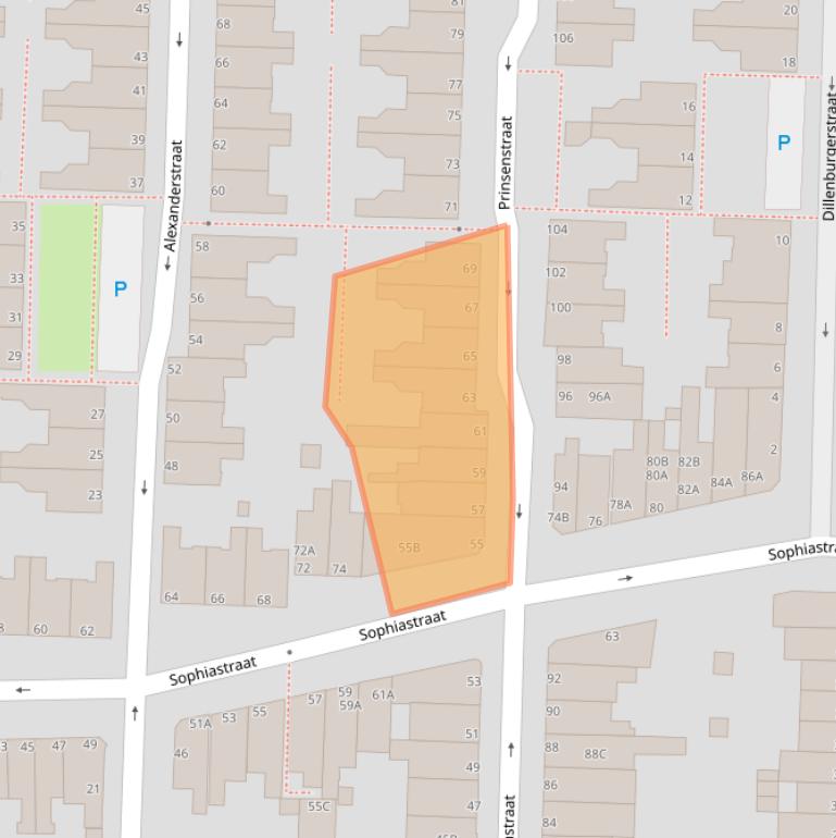 Kaart van postcodegebied 2316HK.