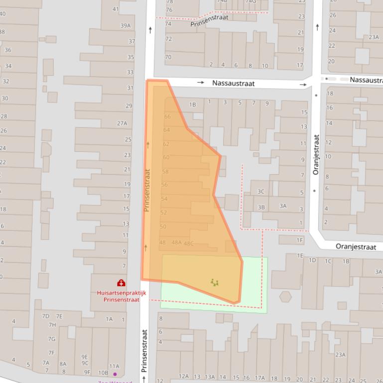 Kaart van postcodegebied 2316HN.
