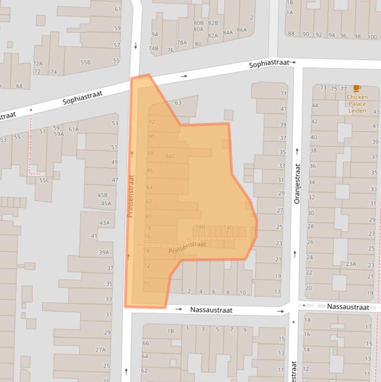 Kaart van postcodegebied 2316HP.