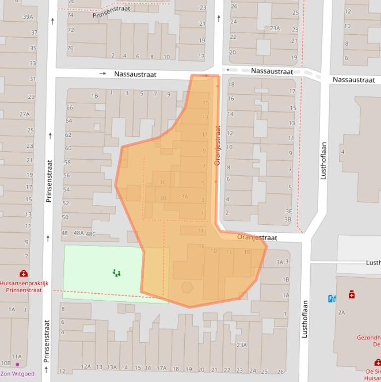 Kaart van postcodegebied 2316HS.