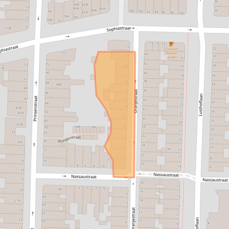 Kaart van postcodegebied 2316HT.