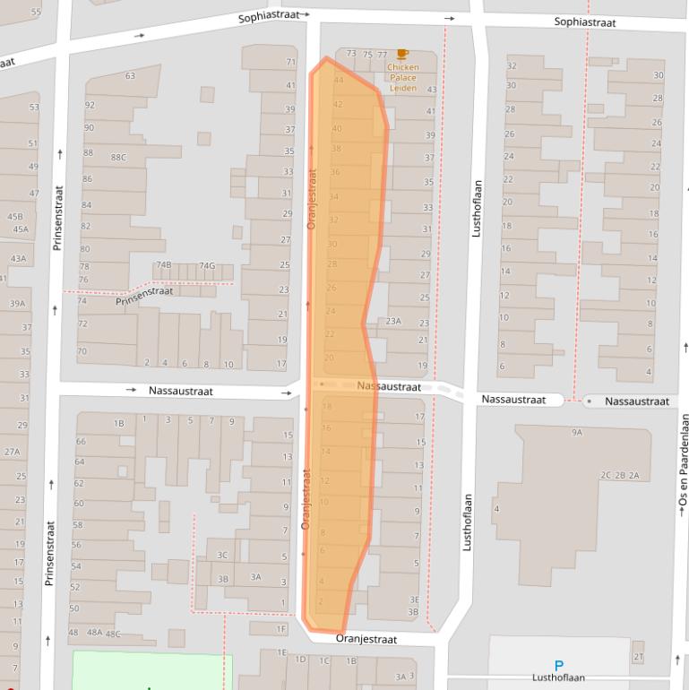 Kaart van postcodegebied 2316HV.