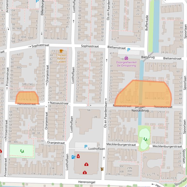 Kaart van postcodegebied 2316JD.