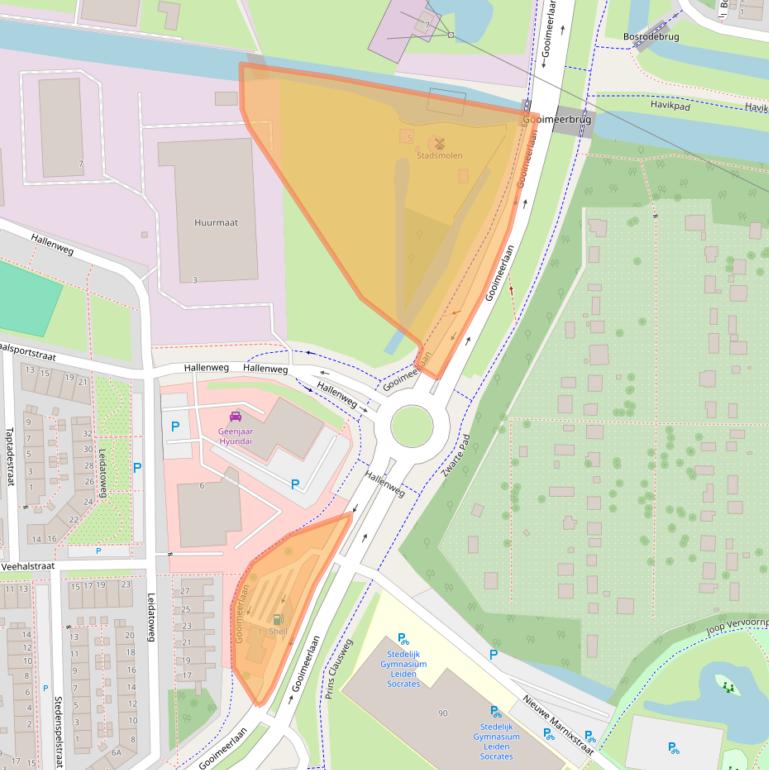 Kaart van postcodegebied 2316JZ.