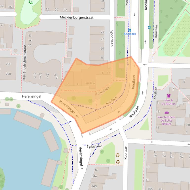 Kaart van postcodegebied 2316KC.