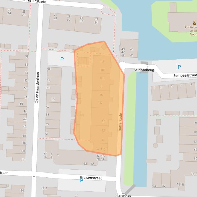 Kaart van postcodegebied 2316KG.