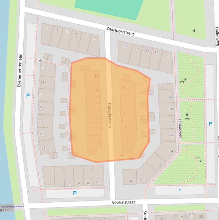 Kaart van postcodegebied 2316LG.