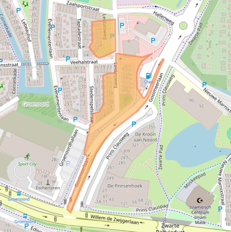 Kaart van postcodegebied 2316LJ.