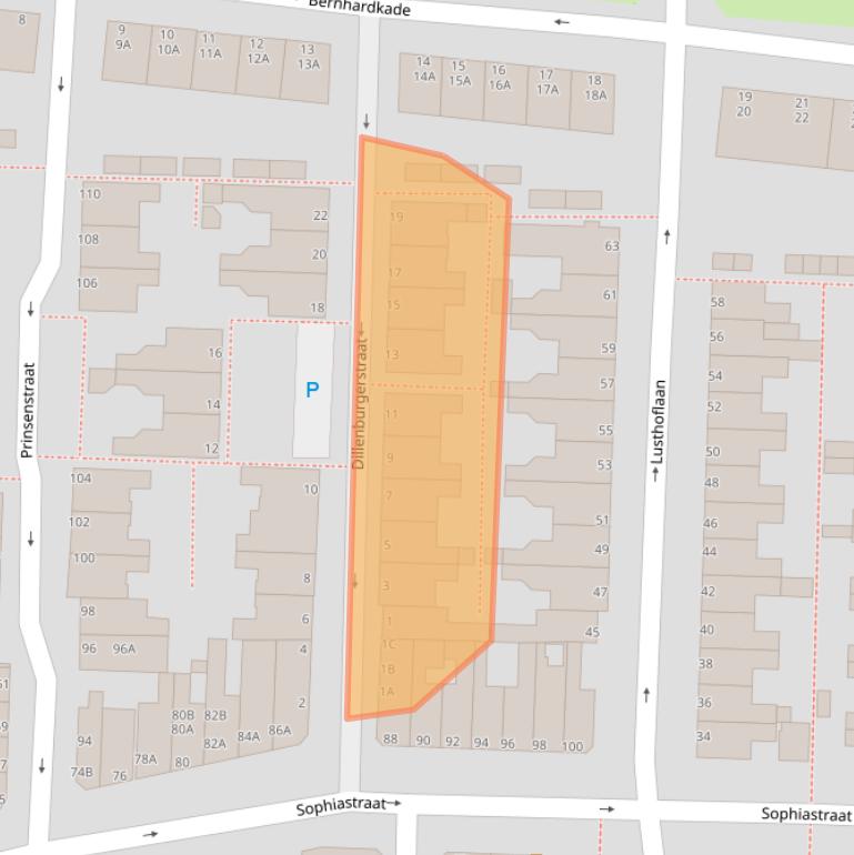 Kaart van postcodegebied 2316NE.