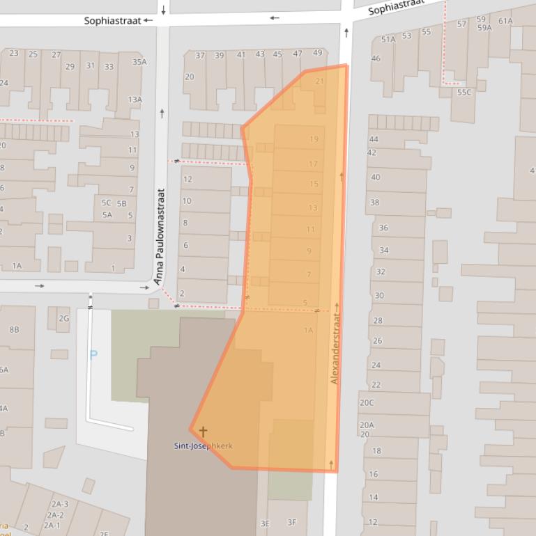 Kaart van postcodegebied 2316NH.