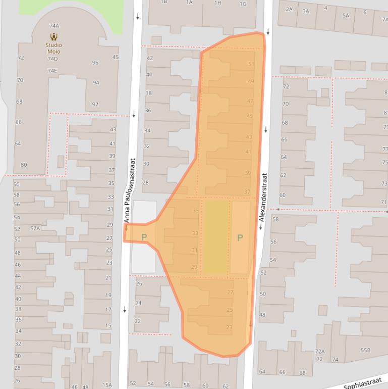 Kaart van postcodegebied 2316NJ.