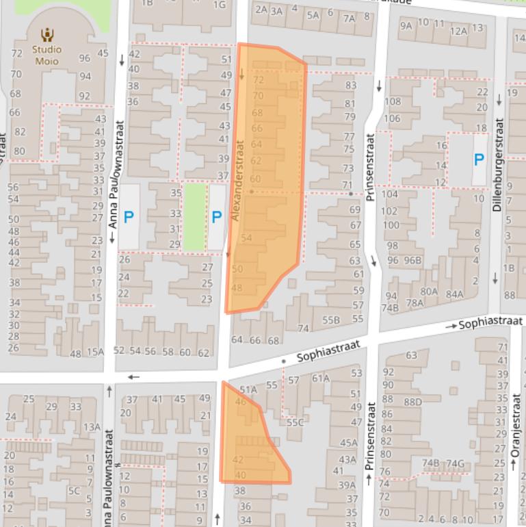 Kaart van postcodegebied 2316NL.