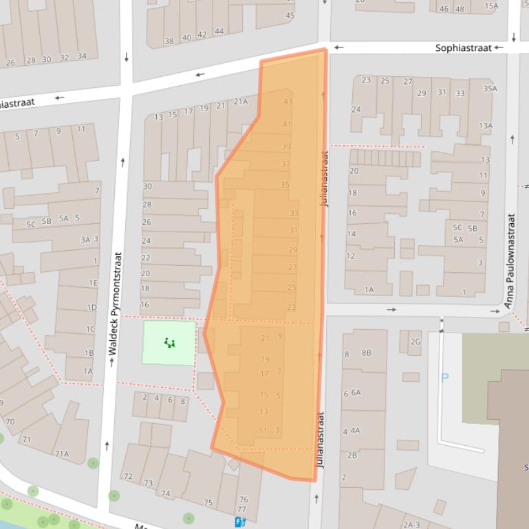 Kaart van postcodegebied 2316NT.