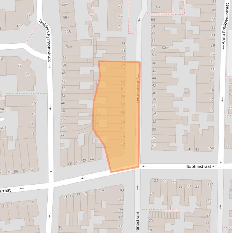 Kaart van postcodegebied 2316NV.