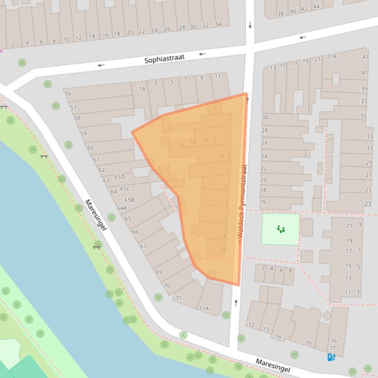 Kaart van postcodegebied 2316PA.