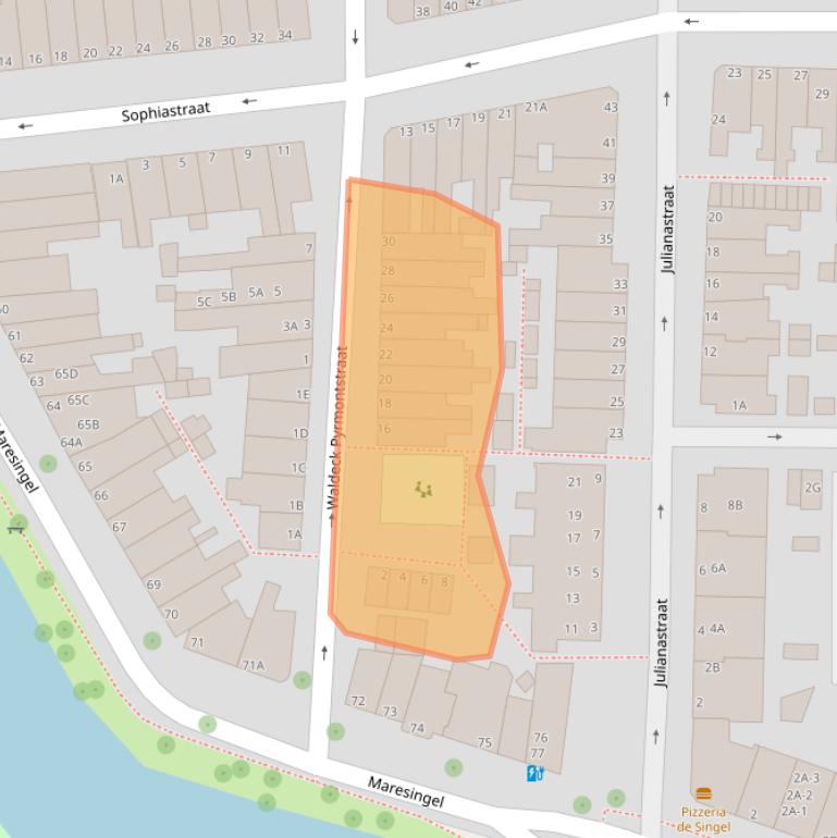 Kaart van postcodegebied 2316PD.