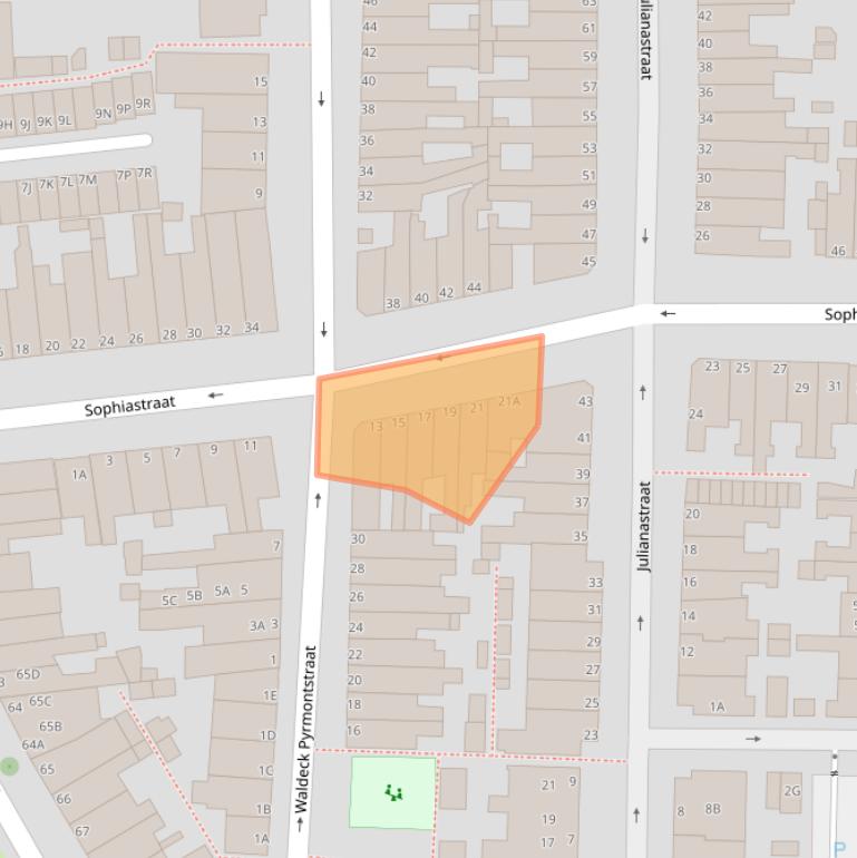 Kaart van postcodegebied 2316PJ.