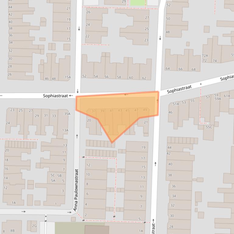 Kaart van postcodegebied 2316PL.