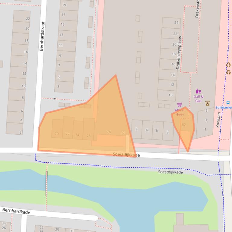 Kaart van postcodegebied 2316RC.