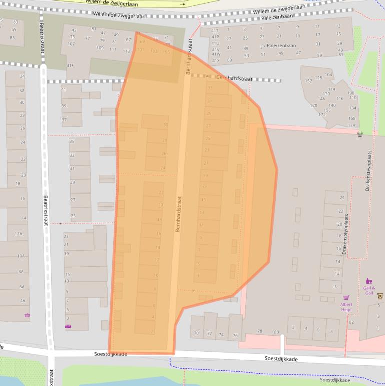 Kaart van postcodegebied 2316RD.