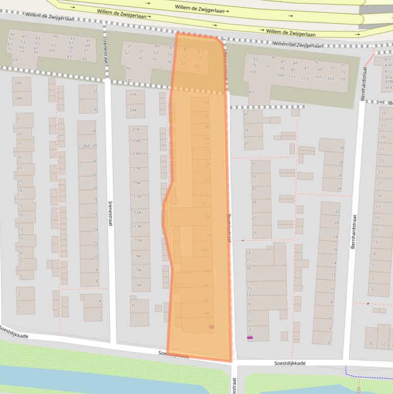 Kaart van postcodegebied 2316RG.