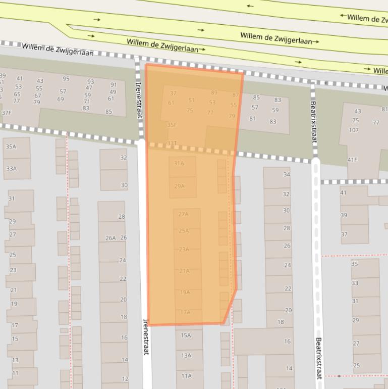 Kaart van postcodegebied 2316RJ.