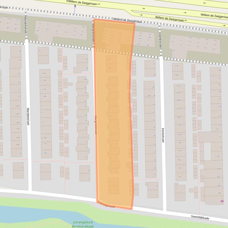 Kaart van postcodegebied 2316RM.
