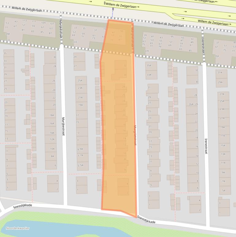 Kaart van postcodegebied 2316RN.