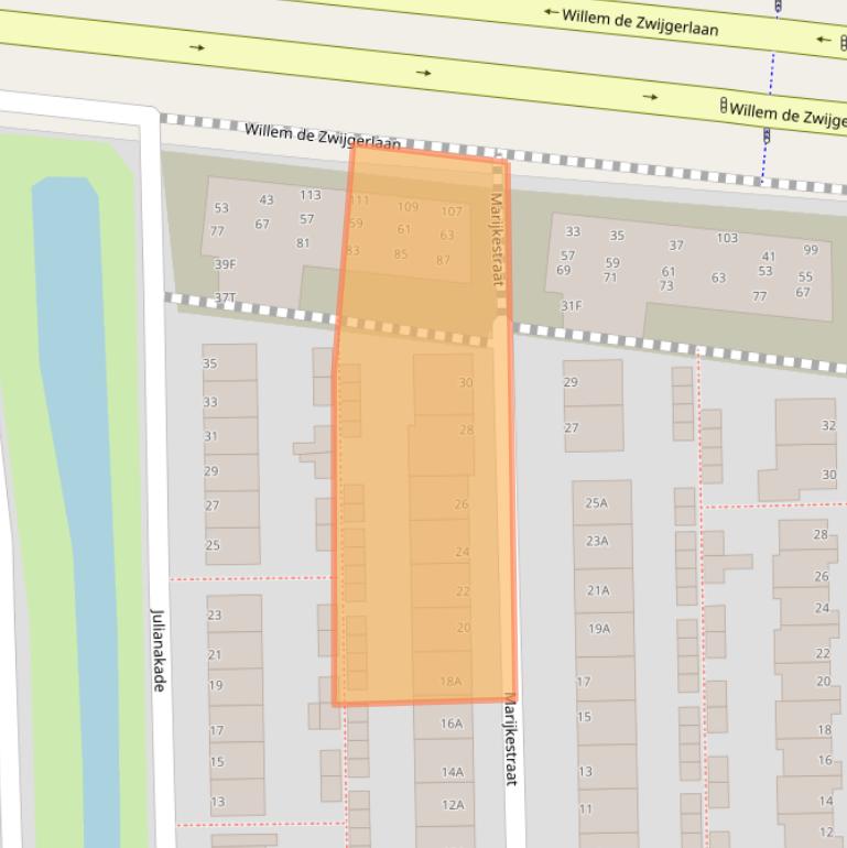 Kaart van postcodegebied 2316RT.