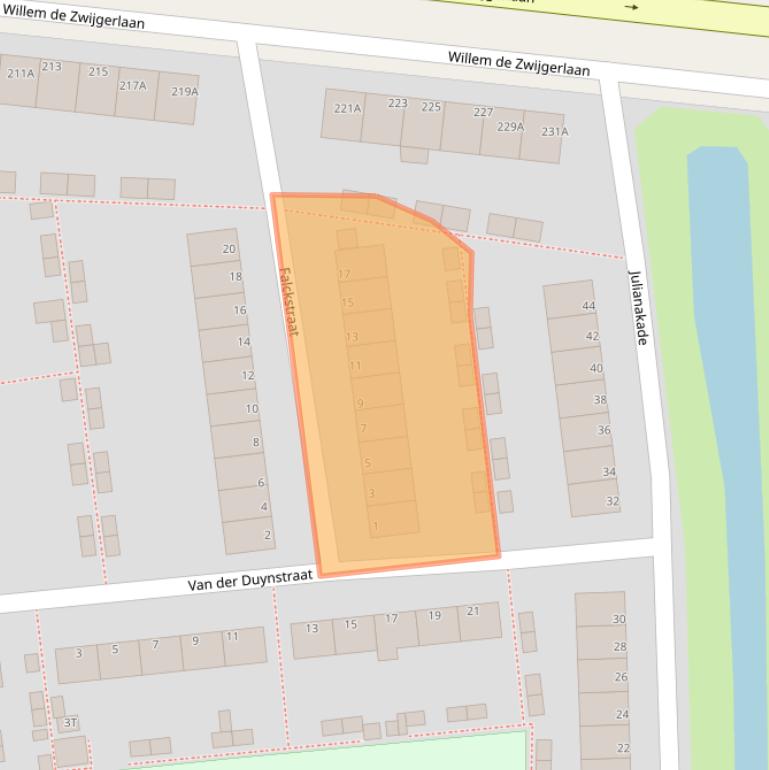 Kaart van postcodegebied 2316SE.