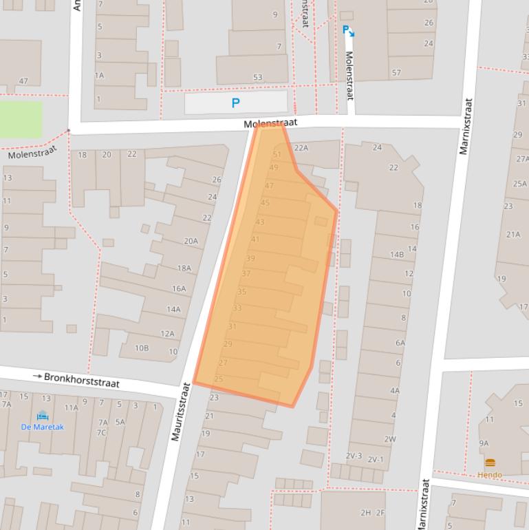 Kaart van postcodegebied 2316SP.