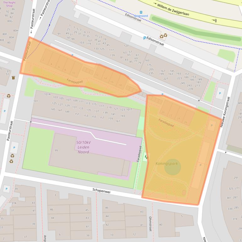 Kaart van postcodegebied 2316SR.