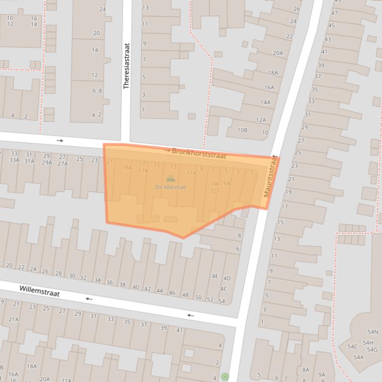 Kaart van postcodegebied 2316SW.