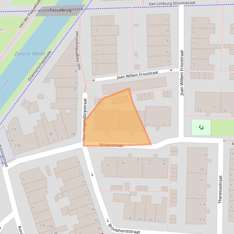 Kaart van postcodegebied 2316TD.