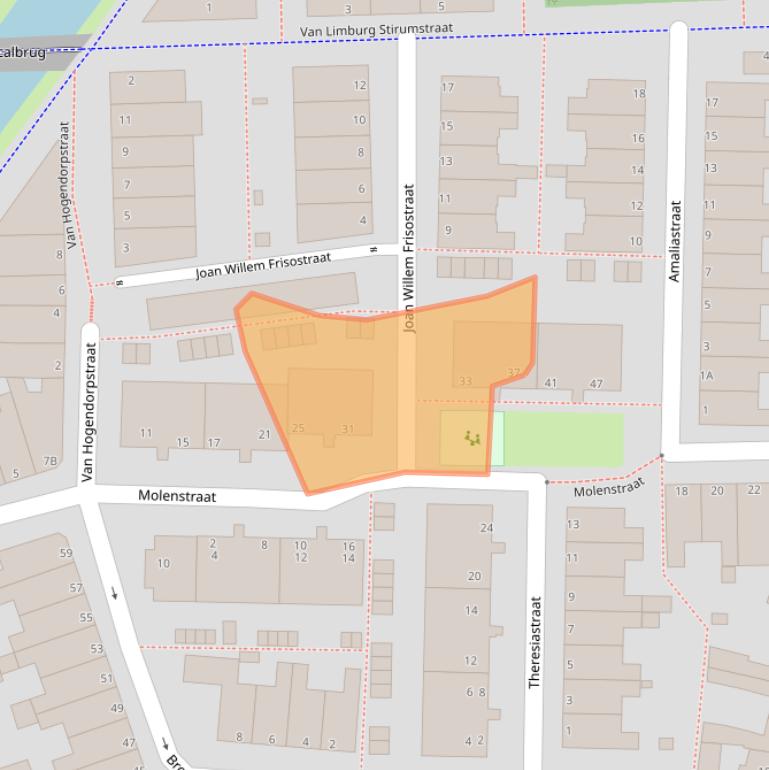 Kaart van postcodegebied 2316TE.