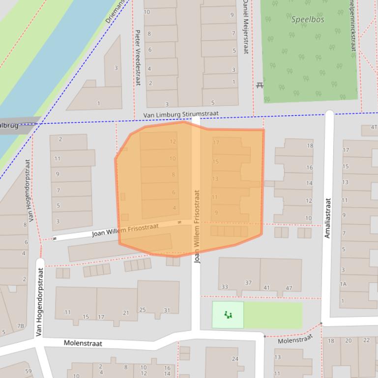 Kaart van postcodegebied 2316TP.