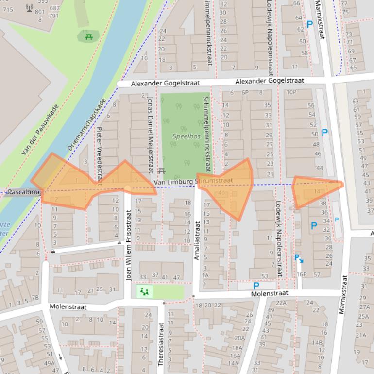 Kaart van postcodegebied 2316TS.