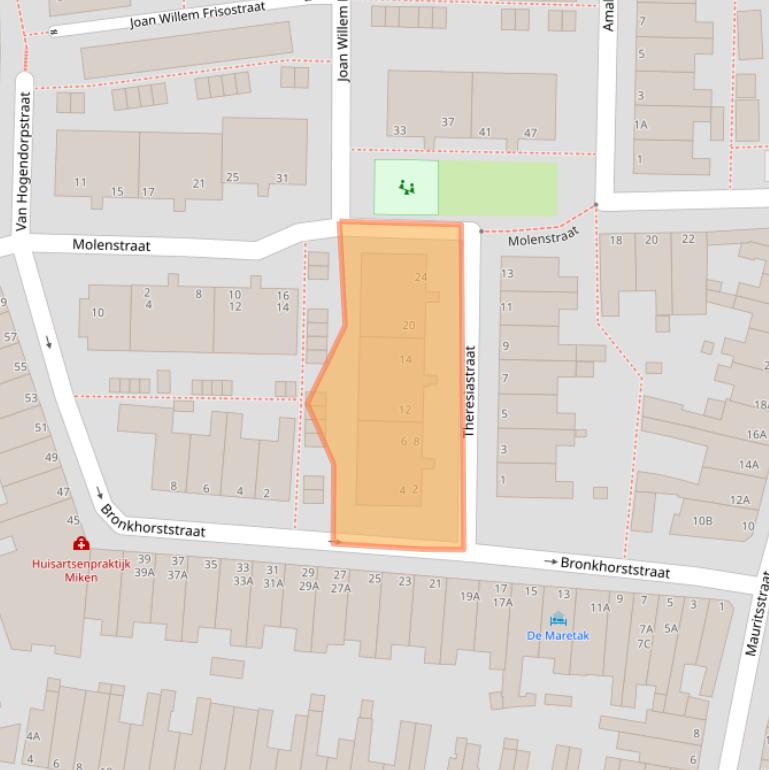 Kaart van postcodegebied 2316VB.