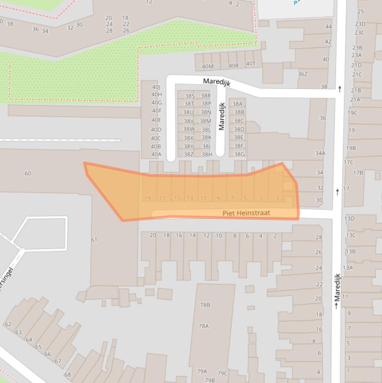 Kaart van postcodegebied 2316VG.