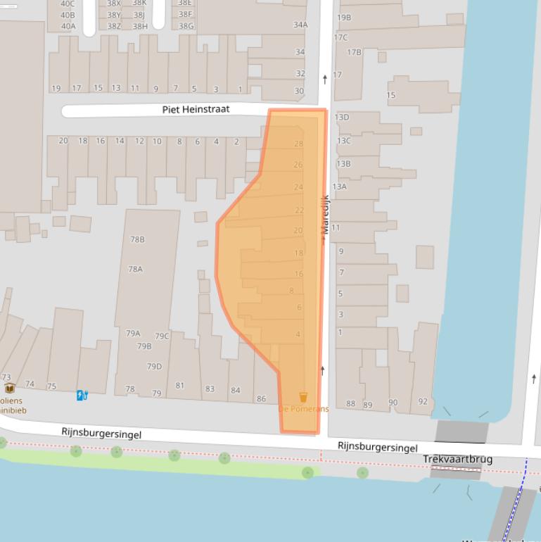 Kaart van postcodegebied 2316VM.