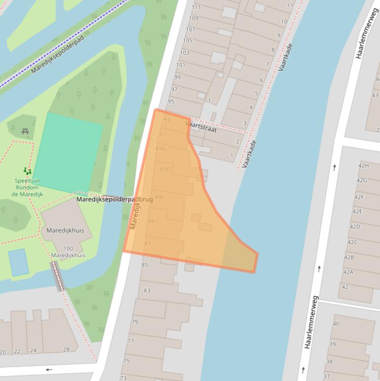 Kaart van postcodegebied 2316VV.