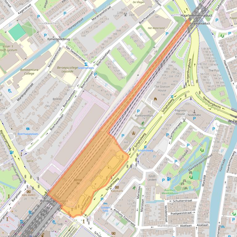 Kaart van postcodegebied 2316WZ.